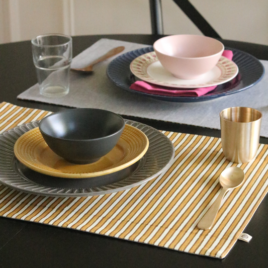 Ochre Mirage & Grey Chambray Placemats