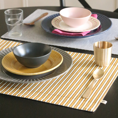 Ochre Mirage & Grey Chambray Placemats