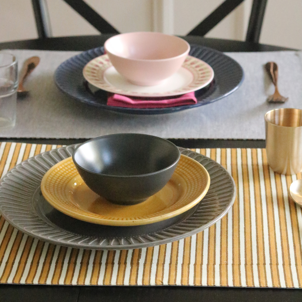 Ochre Mirage & Grey Chambray Placemats