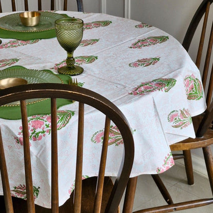 Summer Rose Tablecloth Pink & Green