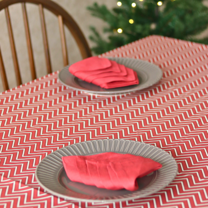 All Over Red Chevron Tablecloth