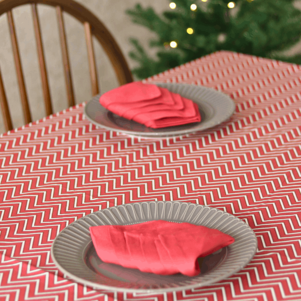 All Over Red Chevron Tablecloth