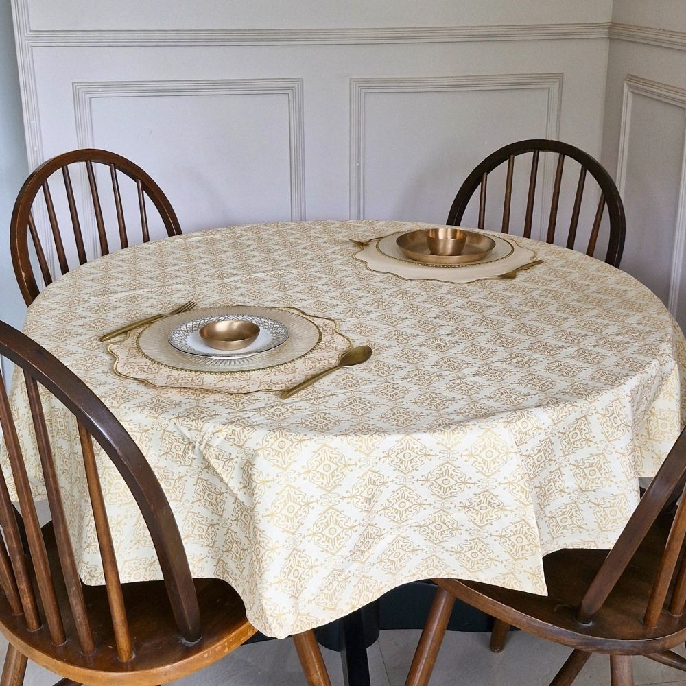 Golden Citrine Tablecloth Beige & Gold