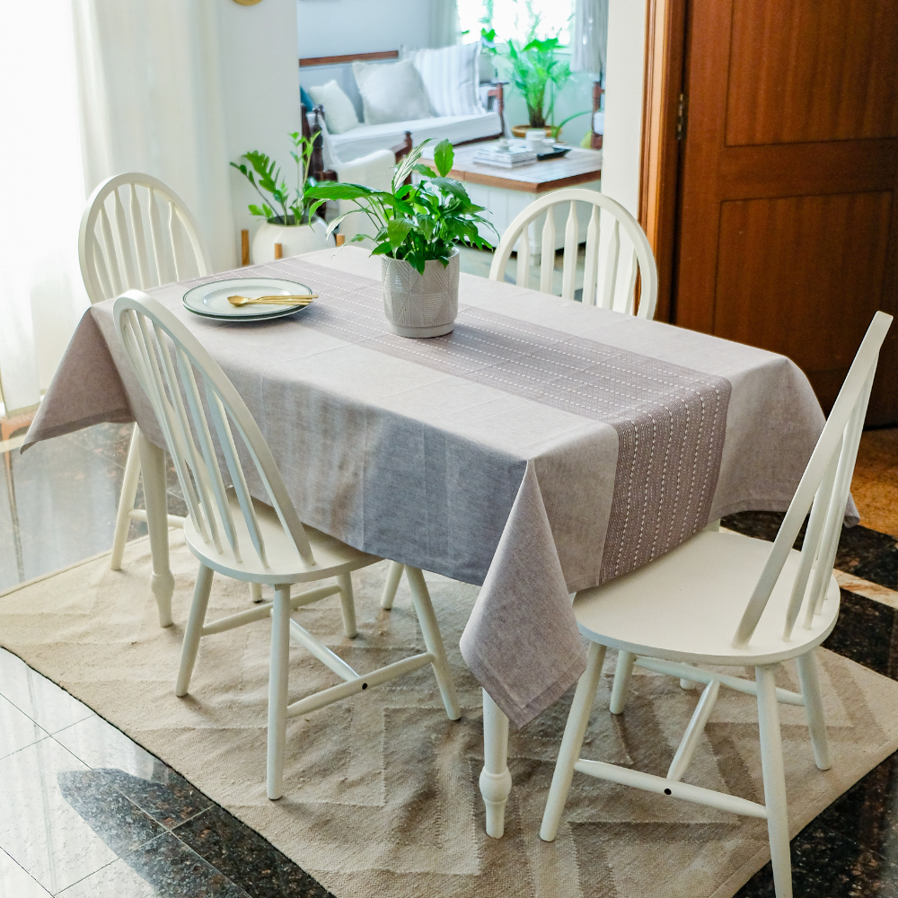 Woven Winter Grey Tablecloth Gray