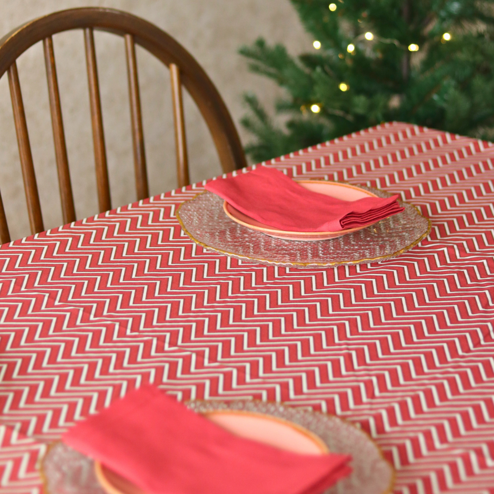 All Over Red Chevron Tablecloth