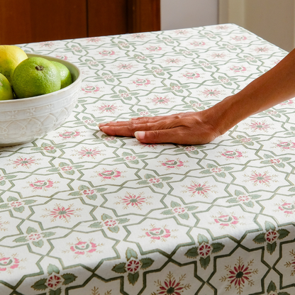 Persian Garden Tablecloth 6 Seater Round (80") Pink & Green