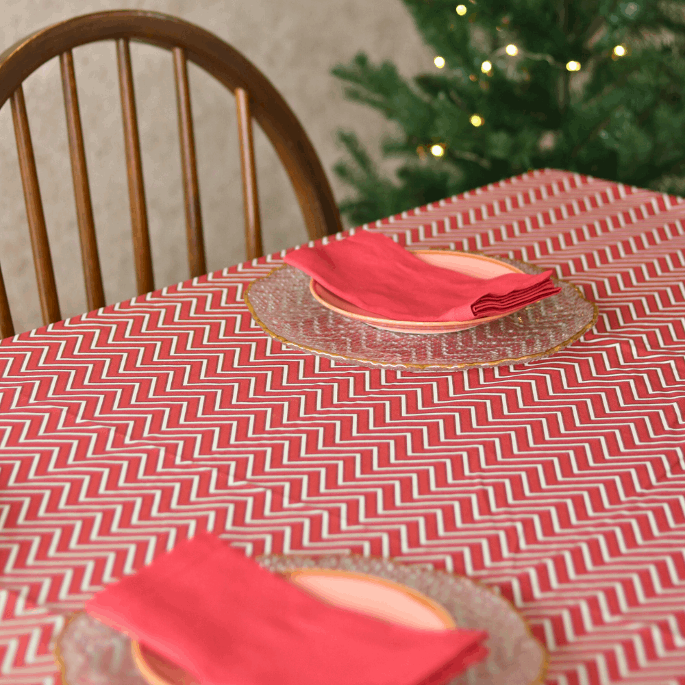 All Over Red Chevron Tablecloth