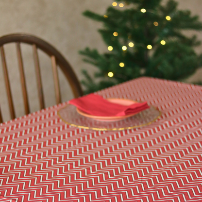 All Over Red Chevron Tablecloth