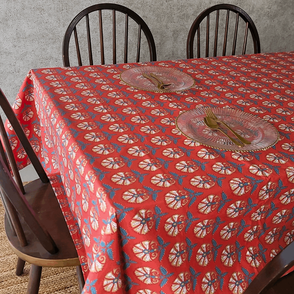 Festive Coral Tablecloth