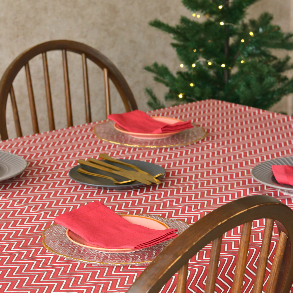 All Over Red Chevron Tablecloth