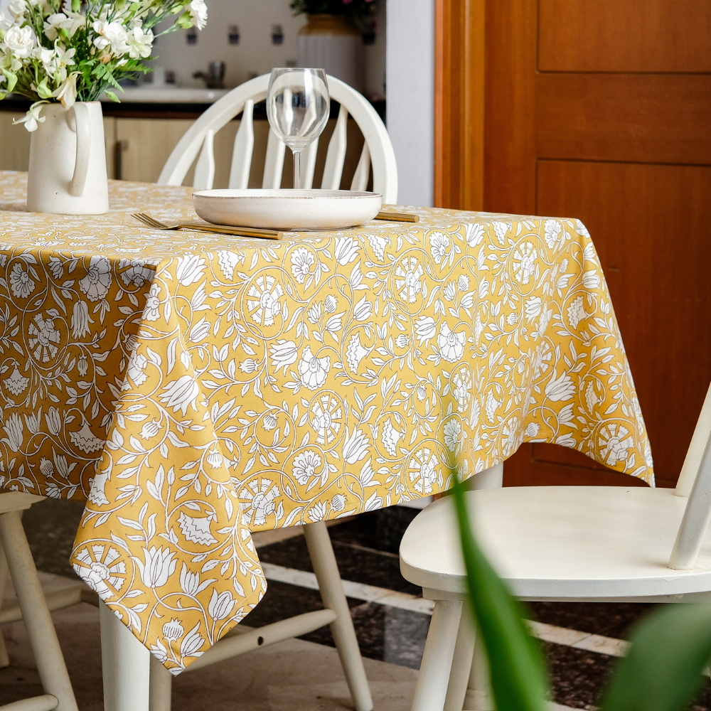 Mustard Fields Cotton Tablecloth