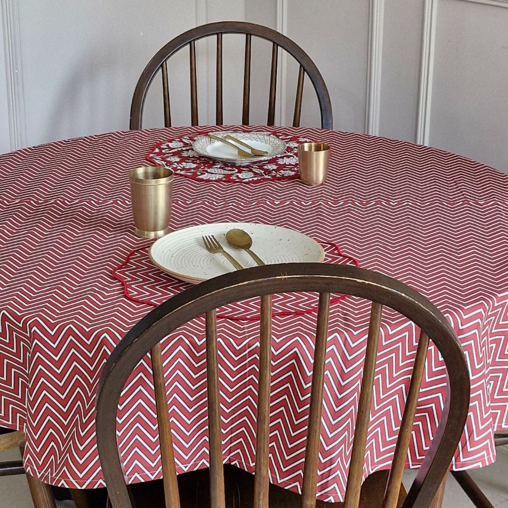 All Over Red Chevron Tablecloth