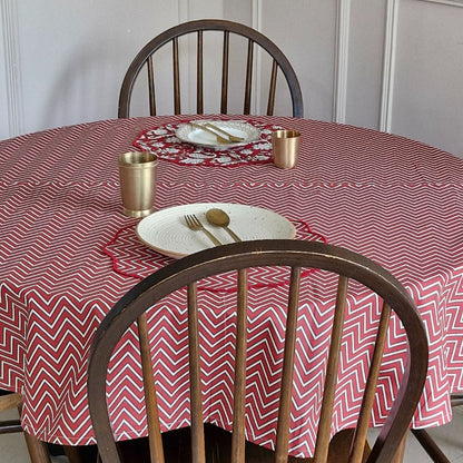 All Over Red Chevron Tablecloth