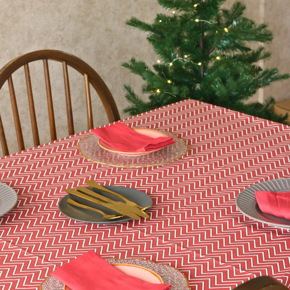 All Over Red Chevron Tablecloth