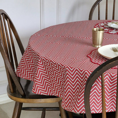 All Over Red Chevron Tablecloth Red