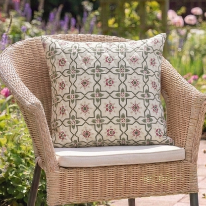 Persian Garden - Water resistant, Quilted Outdoor Cushion Cover