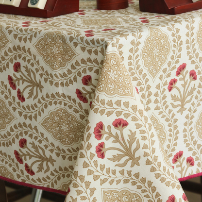 Sweet Almond Mahjong Tablecloth + All Over Red Floral & Chevron Mahjong Mat
