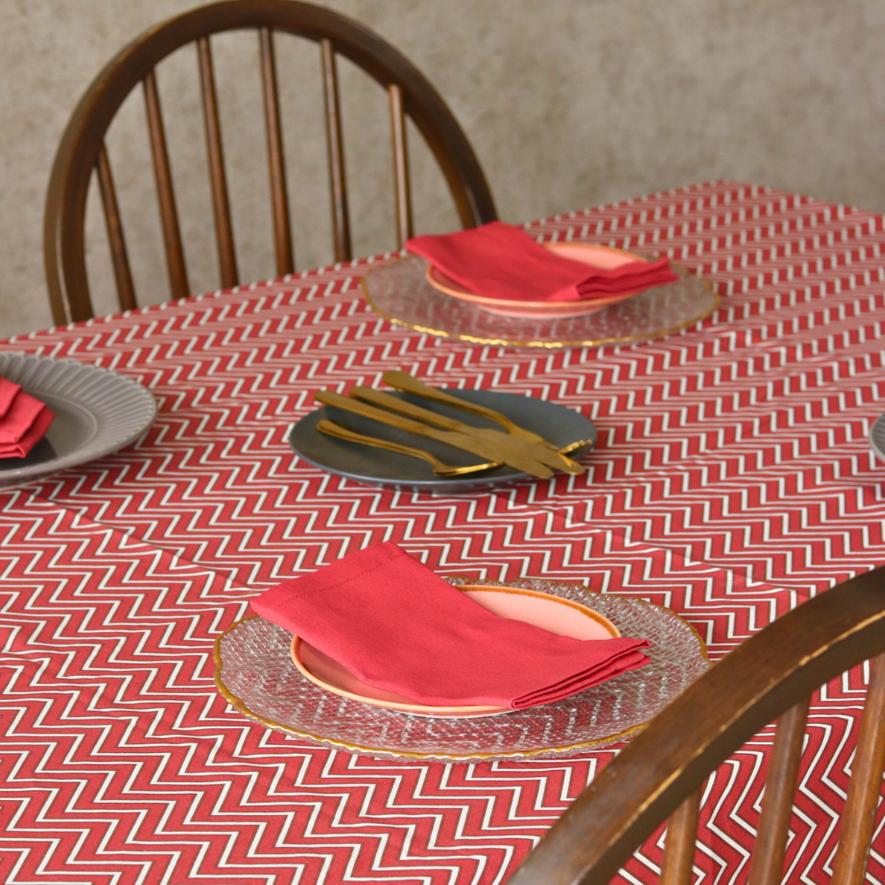 All Over Red Chevron Tablecloth