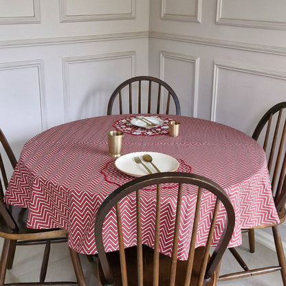 All Over Red Chevron Tablecloth