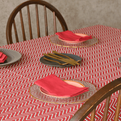 All Over Red Chevron Tablecloth