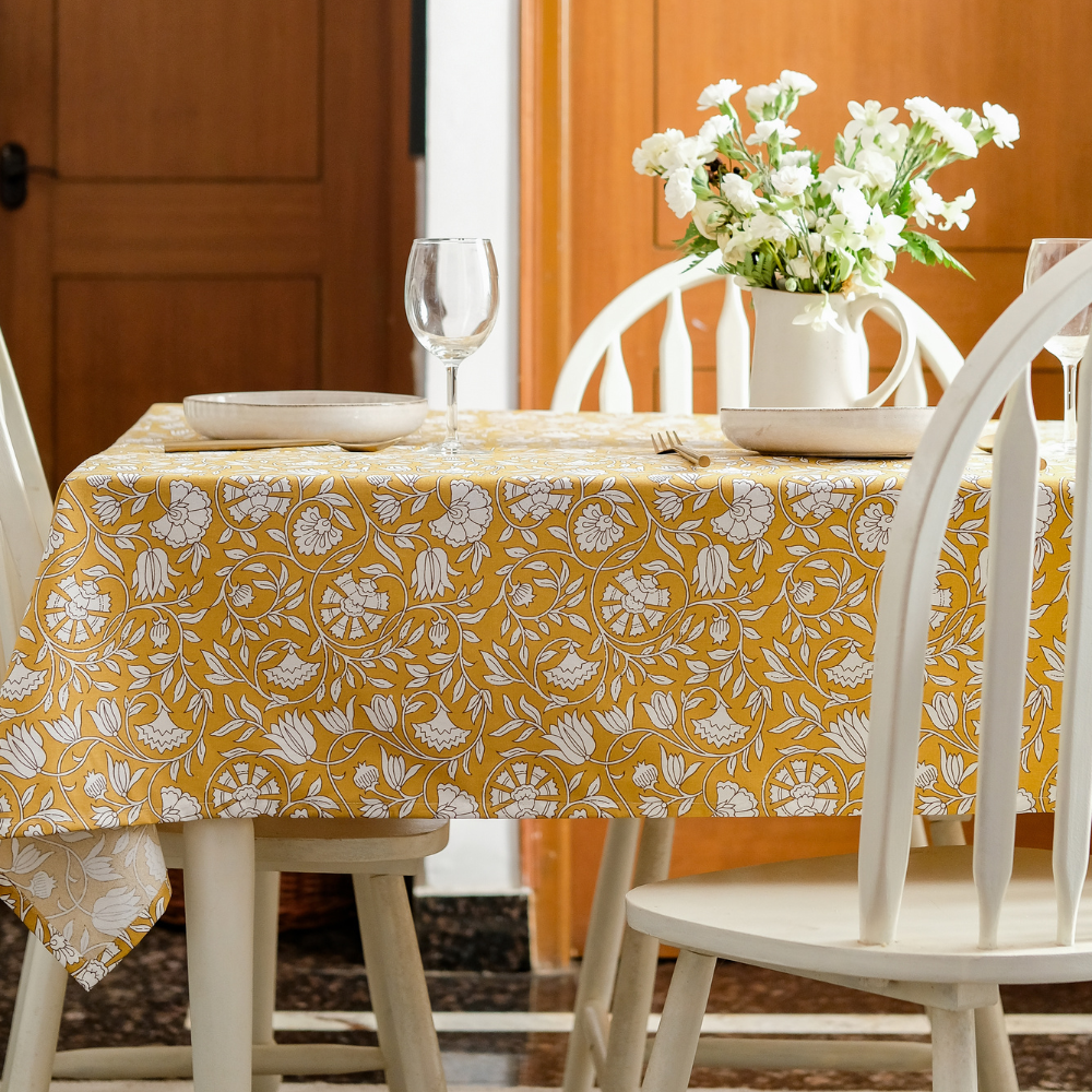 Mustard Fields Cotton Tablecloth