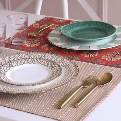 Rust Orange & Woven Beige Placemat