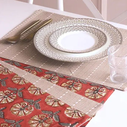 Rust Orange & Woven Beige Placemat