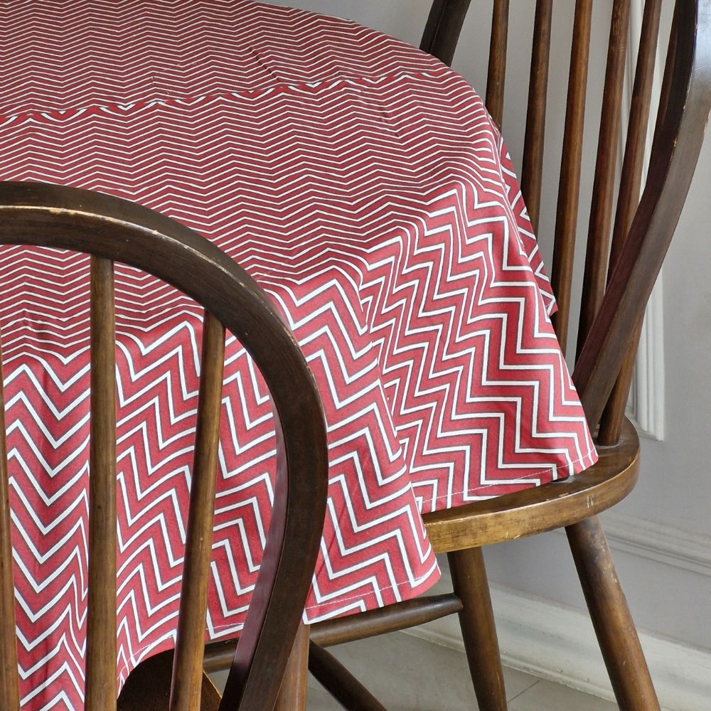 All Over Red Chevron Tablecloth