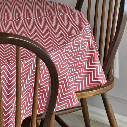 All Over Red Chevron Tablecloth