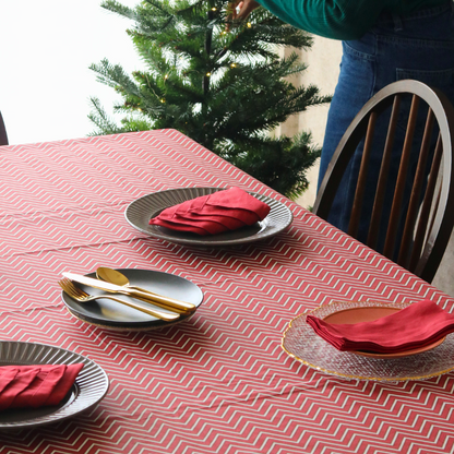 All Over Red Chevron Tablecloth