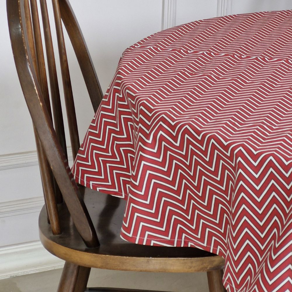 All Over Red Chevron Tablecloth