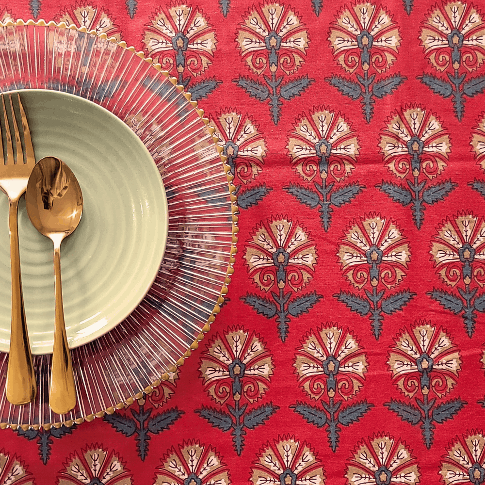 Festive Coral Tablecloth