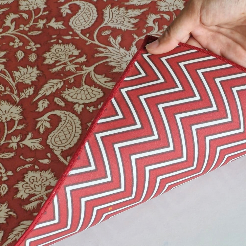 Sweet Almond Mahjong Tablecloth + All Over Red Floral & Chevron Mahjong Mat