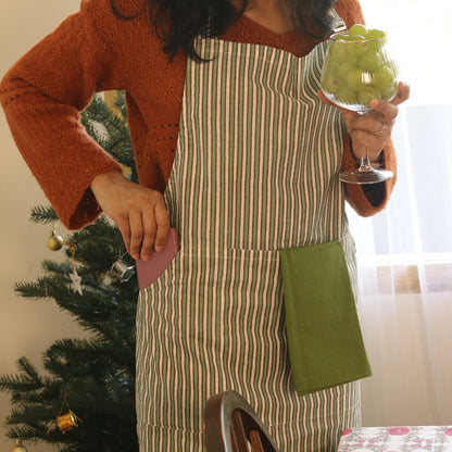 Spill-Resistant, 3-pocket, Cotton Apron - Sage Green