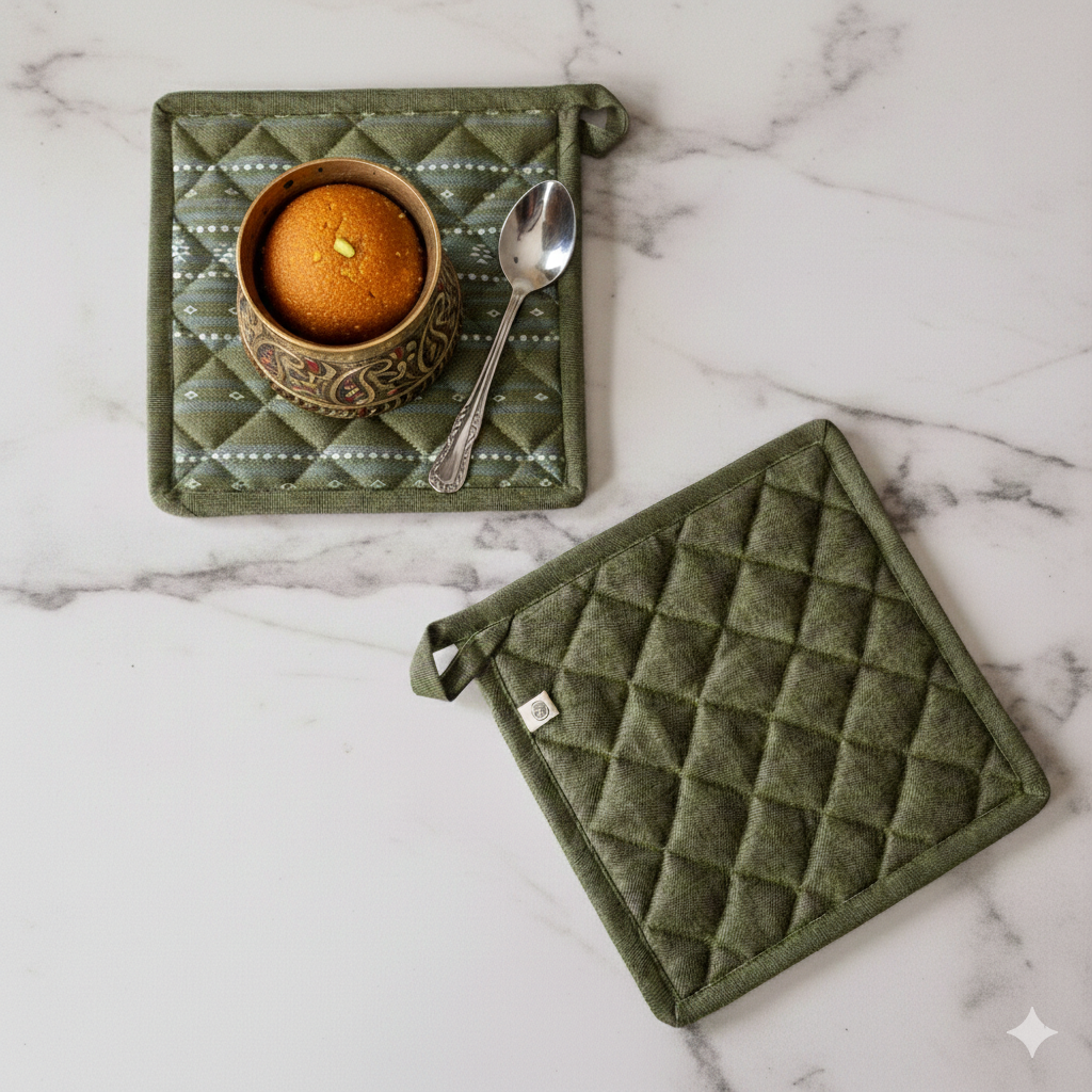 Wipeable & Reversible Pot Holder - Moss Green