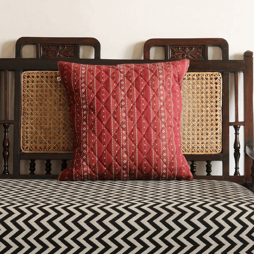 Woven Ruby Red Cushion Cover