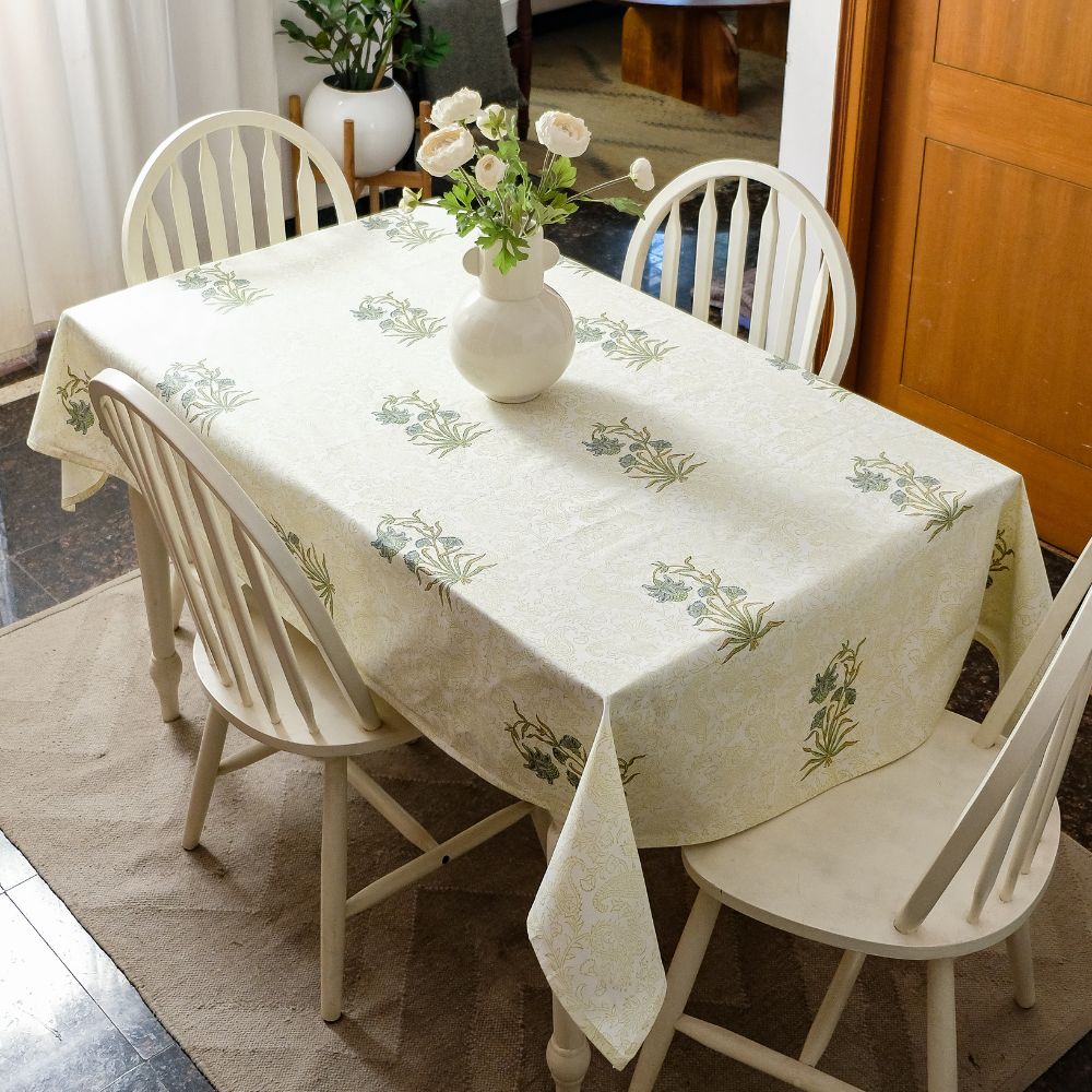 Whispering Willow Tablecloth Green and Pale Yellow