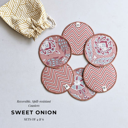 Cotton Coasters - Sweet Onion Set of 6 Sweet Onion