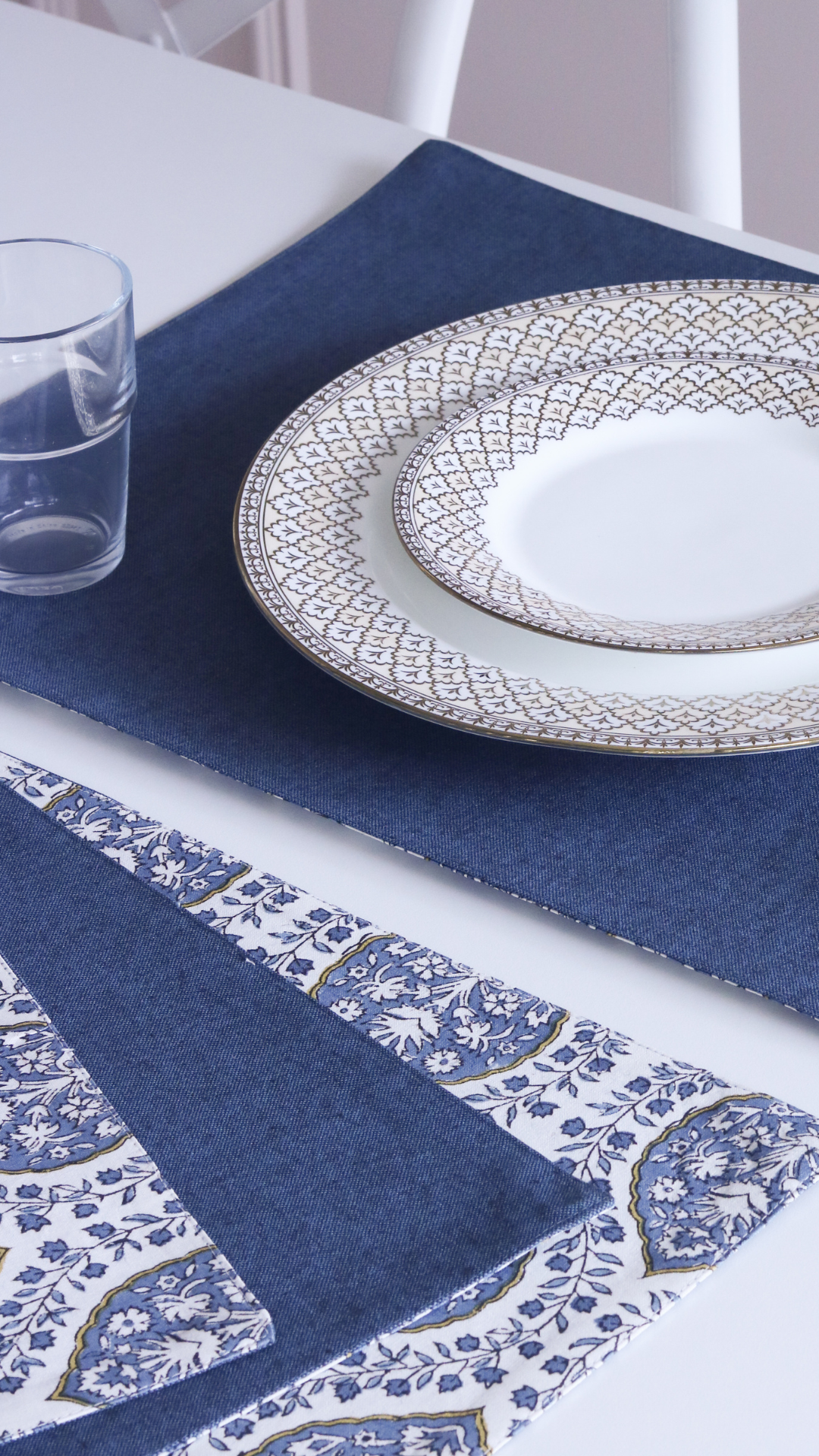 Morning Dew & Woven Aegean Blue Placemats