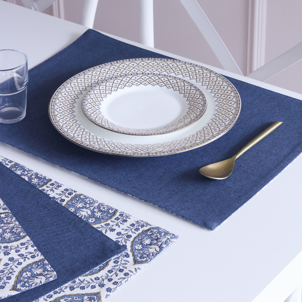 Morning Dew & Woven Aegean Blue Placemats