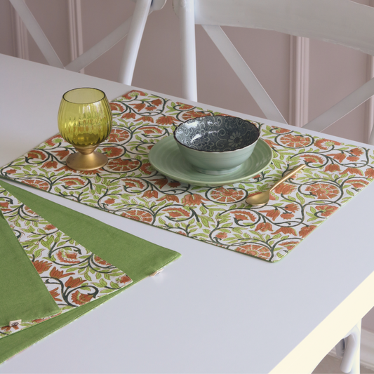 Secret Garden & Solid Green Placemats