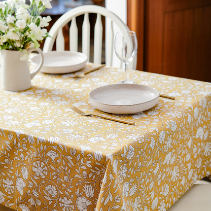 Mustard Fields Cotton Tablecloth