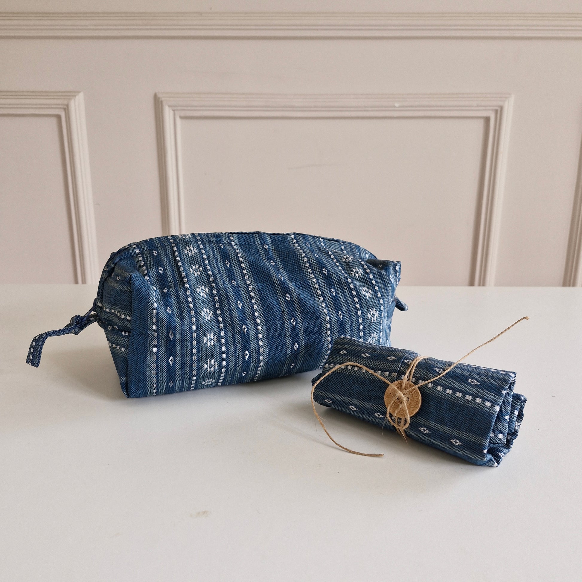 Tuck & Go Pouch - Woven Aegean Blue