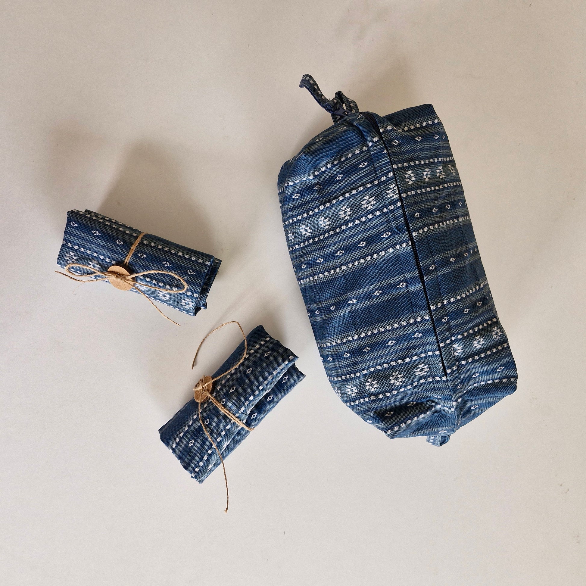 Tuck & Go Pouch - Woven Aegean Blue
