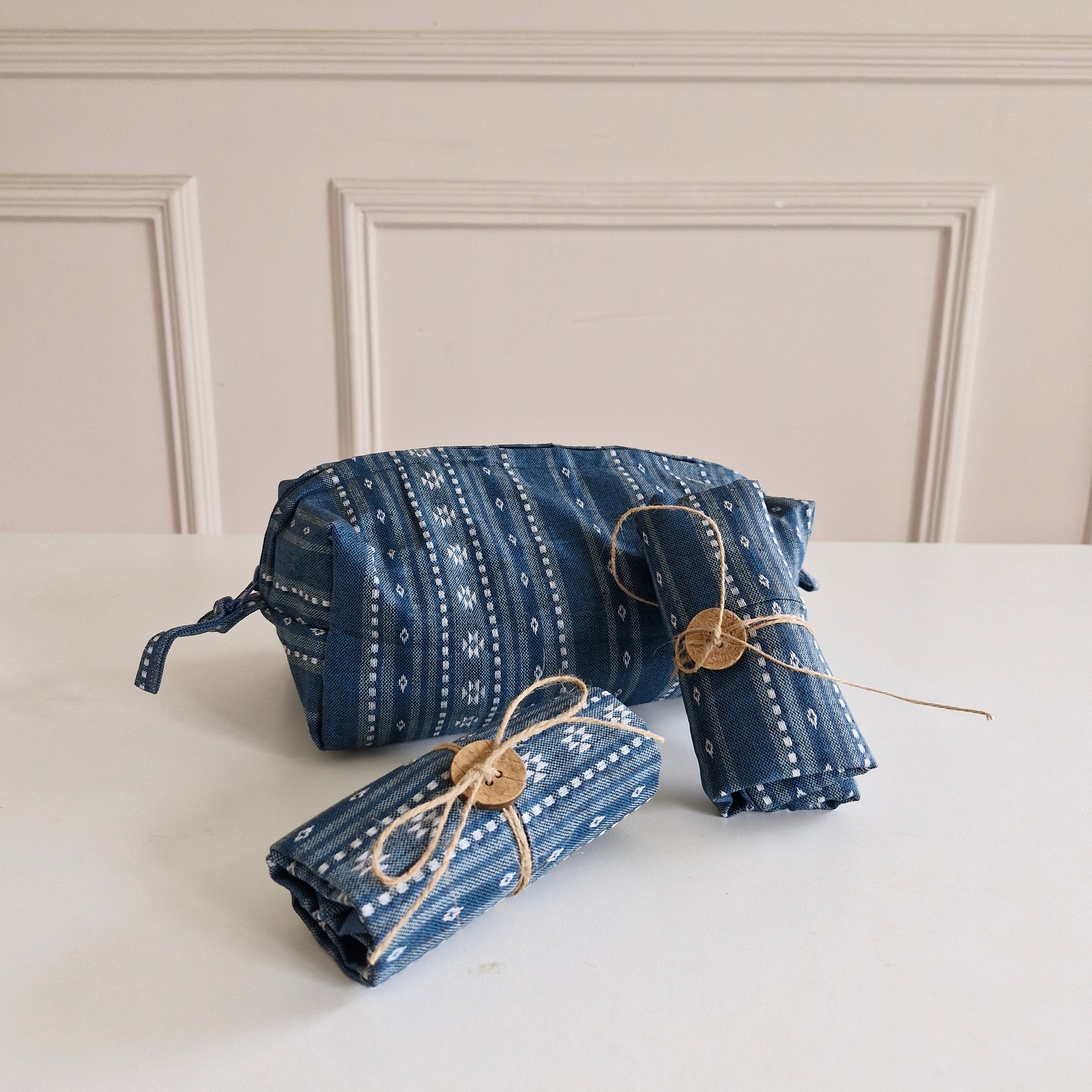 Tuck & Go Pouch - Woven Aegean Blue