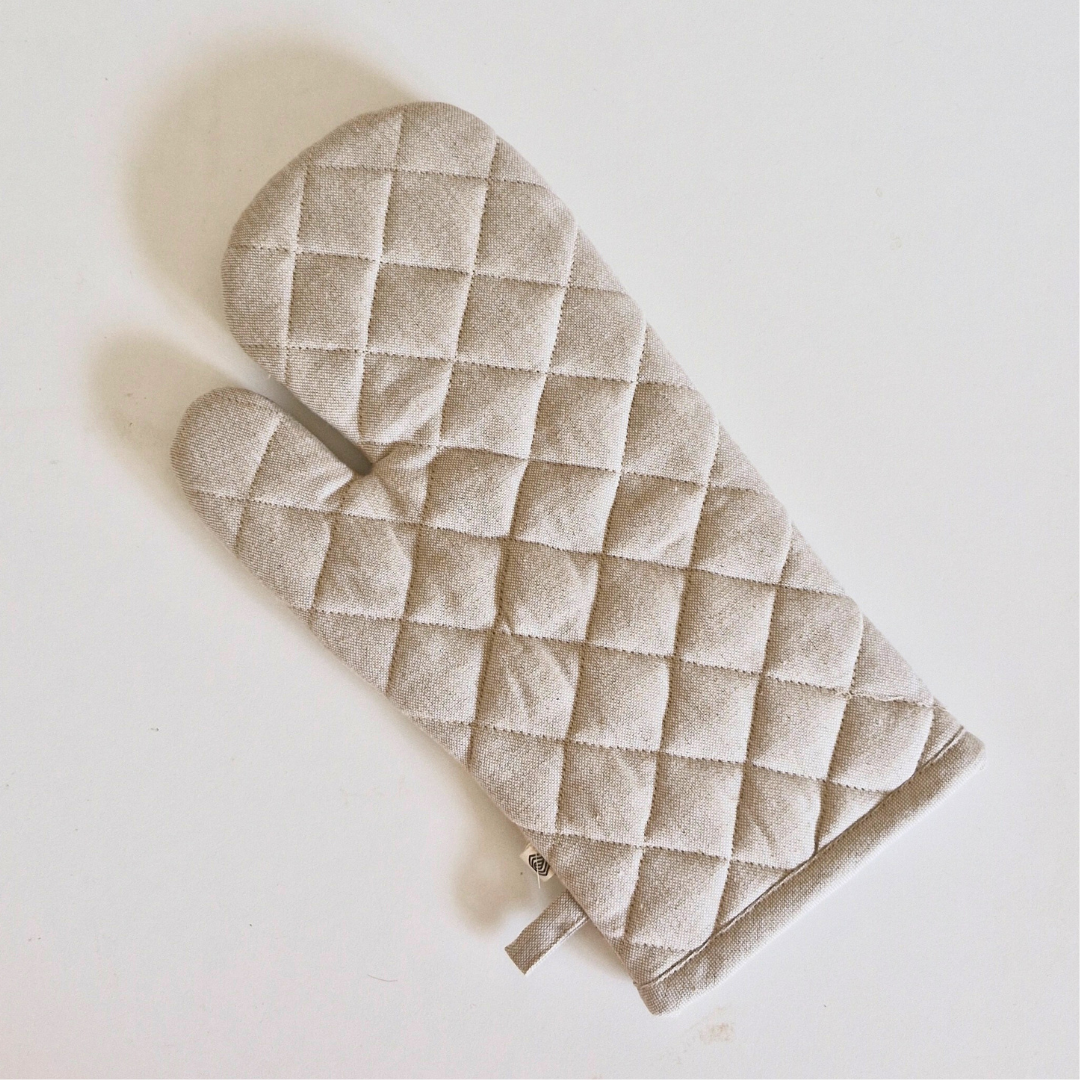 Oven Mitten / Glove - Beige Checks Beige Checks