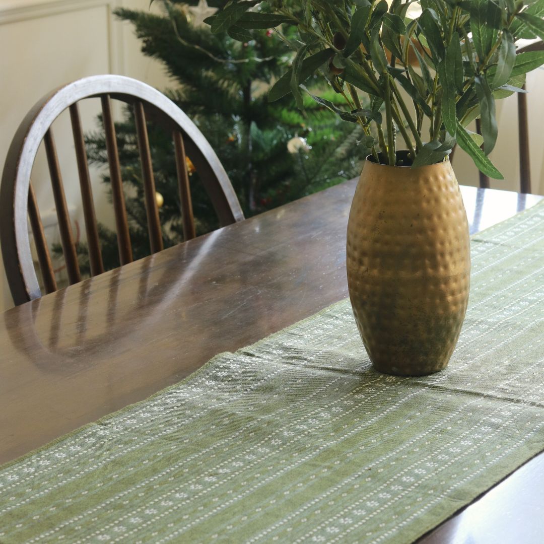 Woven Moss Green Reversible Runner