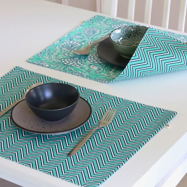 Tranquil Teal & Chevron Placemats