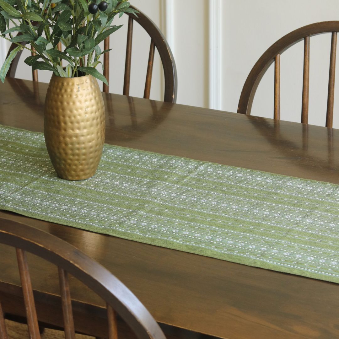 Woven Moss Green Reversible Runner Blue Green