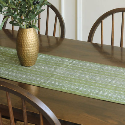 Woven Moss Green Reversible Runner Blue Green